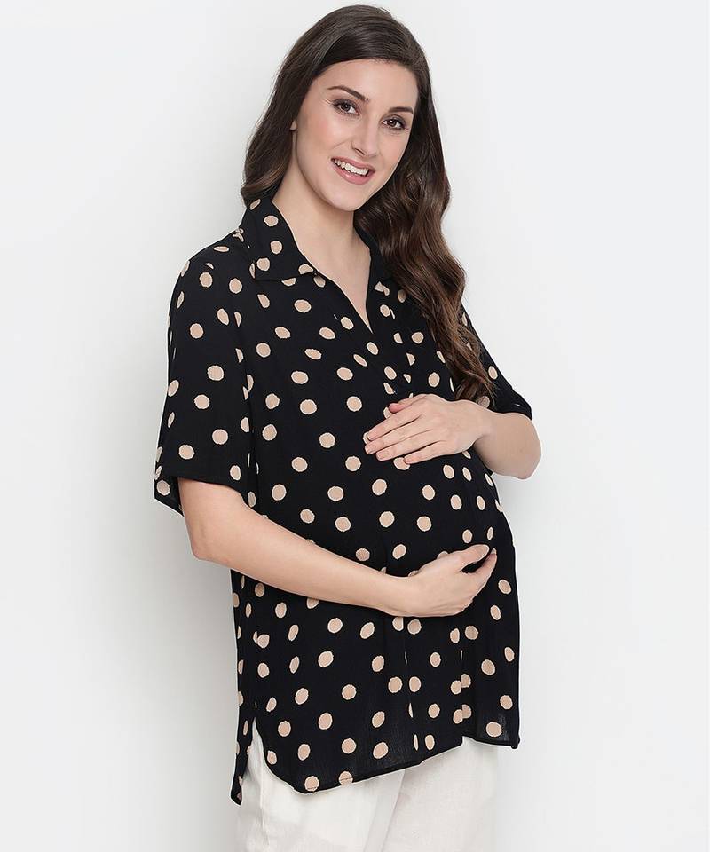 Yellowcious polka print casual maternity Top