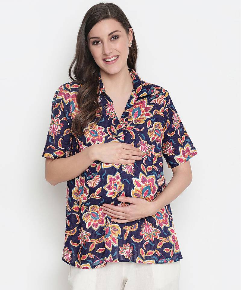 Rich of florals majestic maternity Top