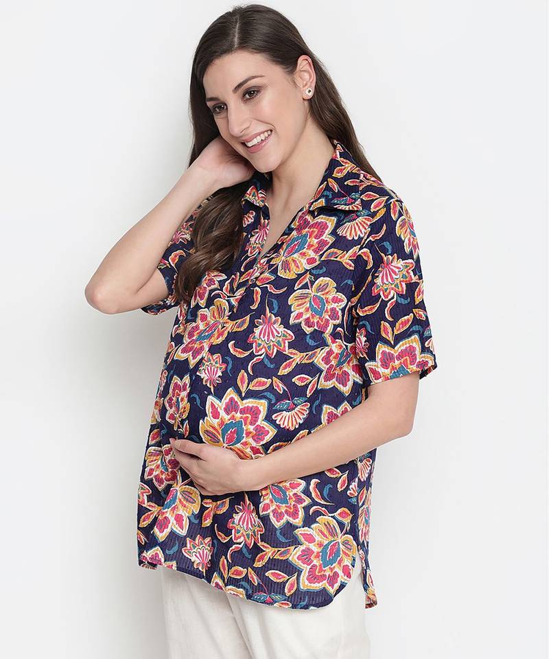 Rich of florals majestic maternity Top