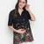 Luxious black colorful border print maternity Top