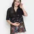 Luxious black colorful border print maternity Top
