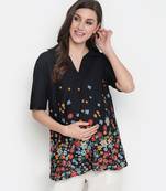 Luxious black colorful border print maternity Top