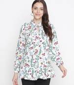 Grandnuer white  tie-knot floral print maternity tunic