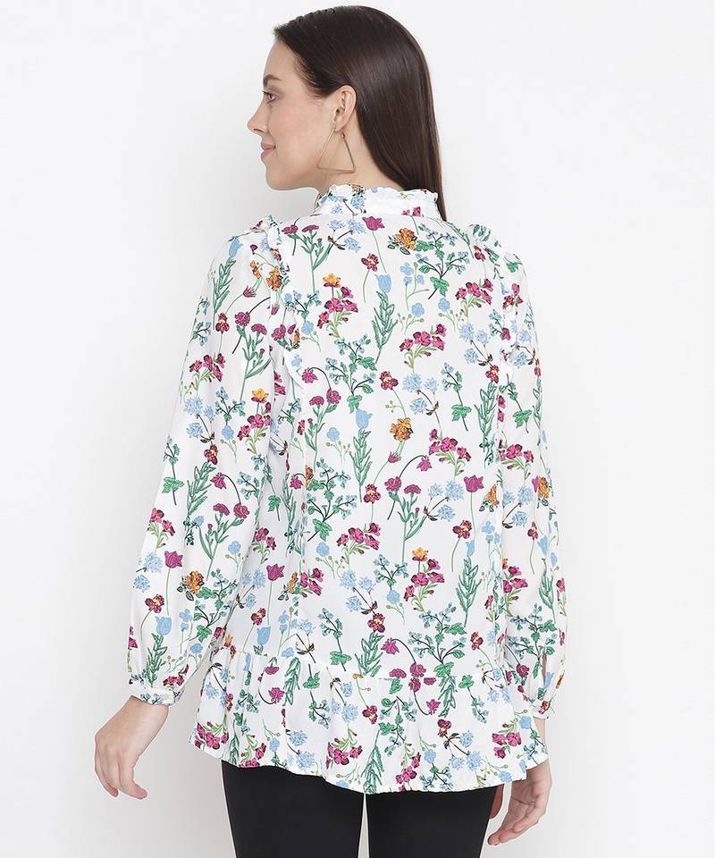 Grandnuer white  tie-knot floral print maternity tunic