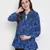 Fanciful blue floral print tie-knot maternity tunic