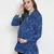 Fanciful blue floral print tie-knot maternity tunic