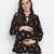 Fetched black floral print tie-knot maternity tunic