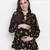 Fetched black floral print tie-knot maternity tunic