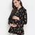 Fetched black floral print tie-knot maternity tunic