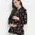 Fetched black floral print tie-knot maternity tunic