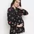 Fetched black floral print tie-knot maternity tunic