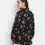 Fetched black floral print tie-knot maternity tunic