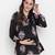 Purple flower print tie -knot maternity tunic