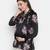 Purple flower print tie -knot maternity tunic