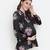 Purple flower print tie -knot maternity tunic