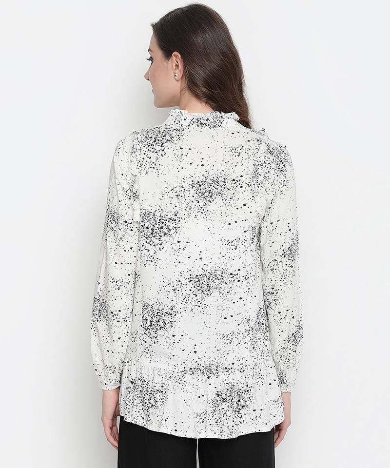 Black floral print  tie -knot maternity tunic