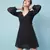 Thunder black muticolor foil print party women wrap dress