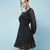 Thunder black muticolor foil print party women wrap dress