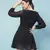 Thunder black muticolor foil print party women wrap dress