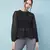 Dingy black muticolor foil print smocking party women top