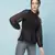 Dingy black muticolor foil print smocking party women top