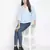 Punk Blue flossy embroidery women top