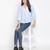 Punk Blue flossy embroidery women top