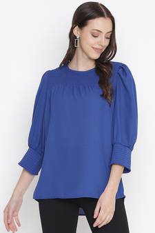 Laqa blue smocking classic women top