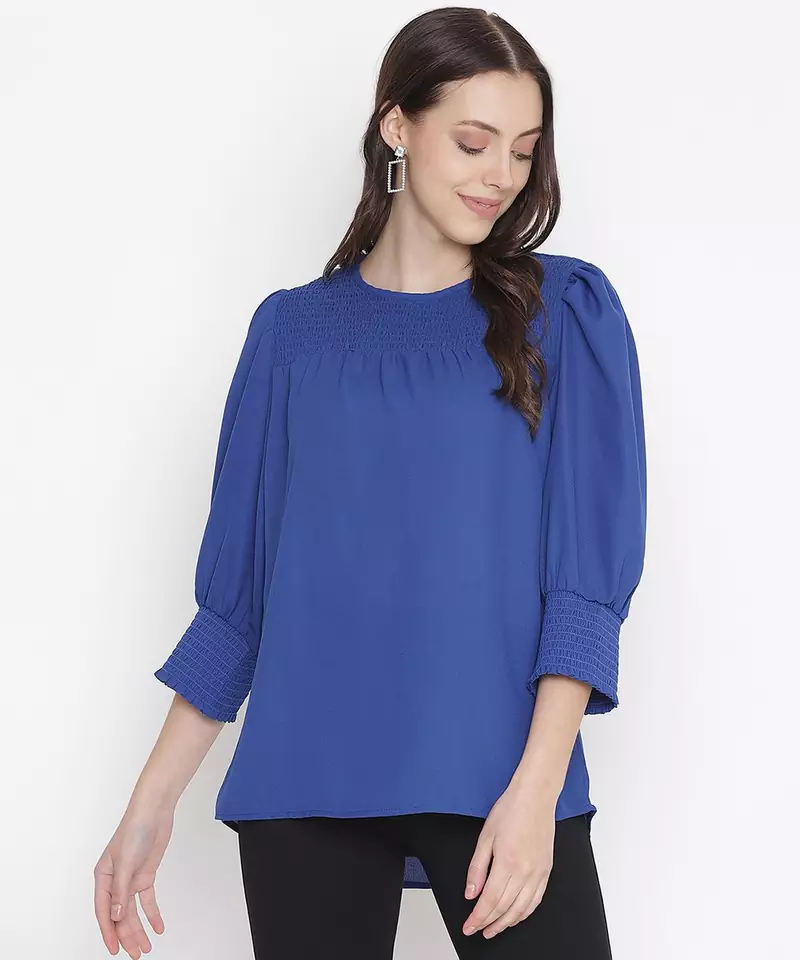 Laqa blue smocking classic women top