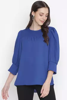 Laqa blue smocking classic women top