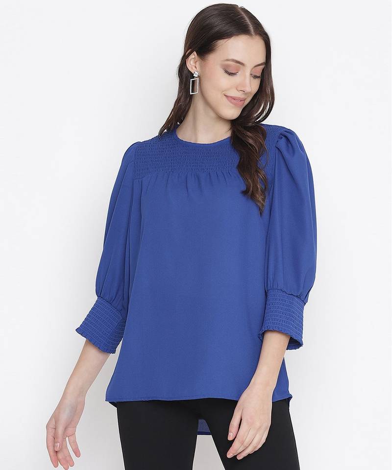Laqa blue smocking classic women top