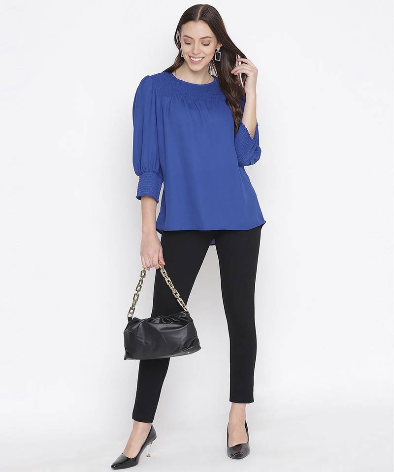 Laqa blue smocking classic women top