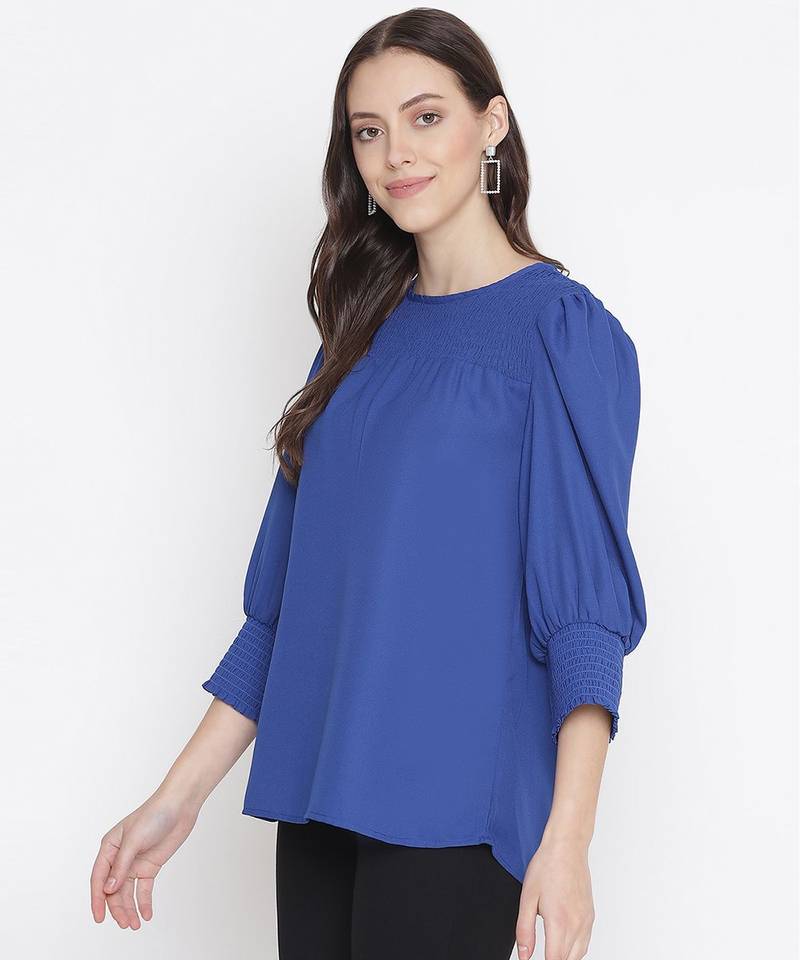 Laqa blue smocking classic women top