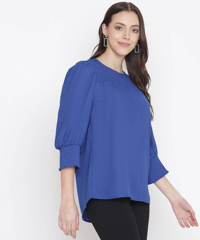 Laqa blue smocking classic women top