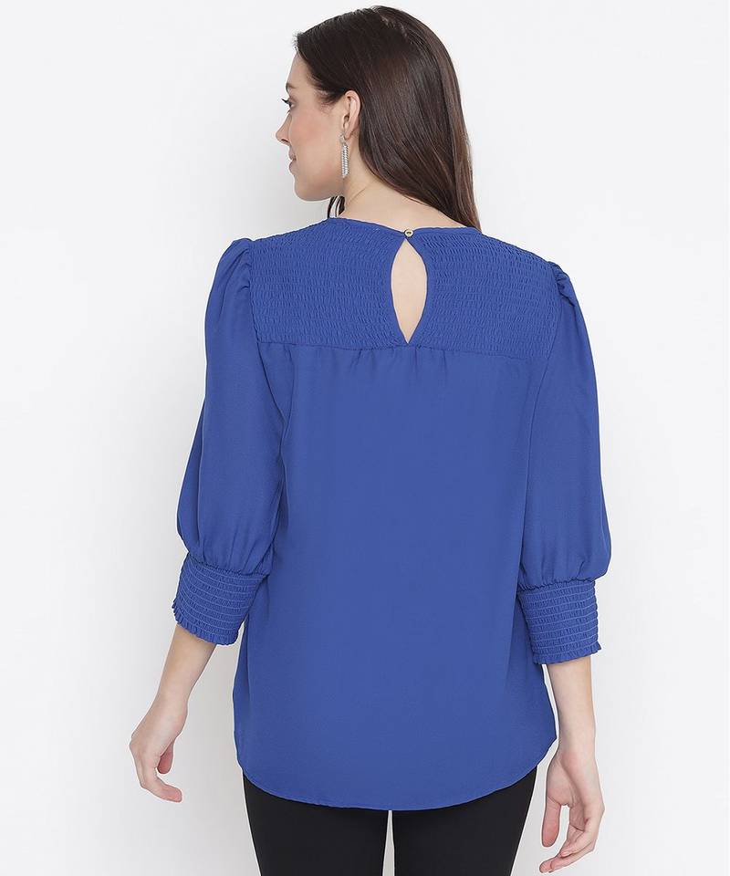 Laqa blue smocking classic women top