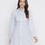 Magnetizing blue button-down gathered women tunic