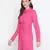 Attractive pink button-down women gathered tunic