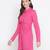 Attractive pink button-down women gathered tunic