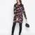 Black floral print button-down women gathered tunic