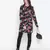 Black floral print button-down women gathered tunic
