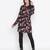 Black floral print button-down women gathered tunic