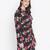 Black floral print button-down women gathered tunic
