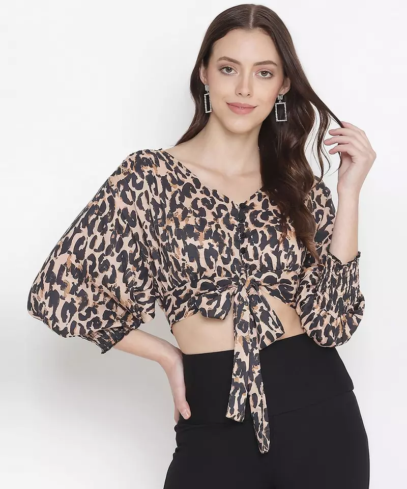 Scandal animal print tie-knot women top