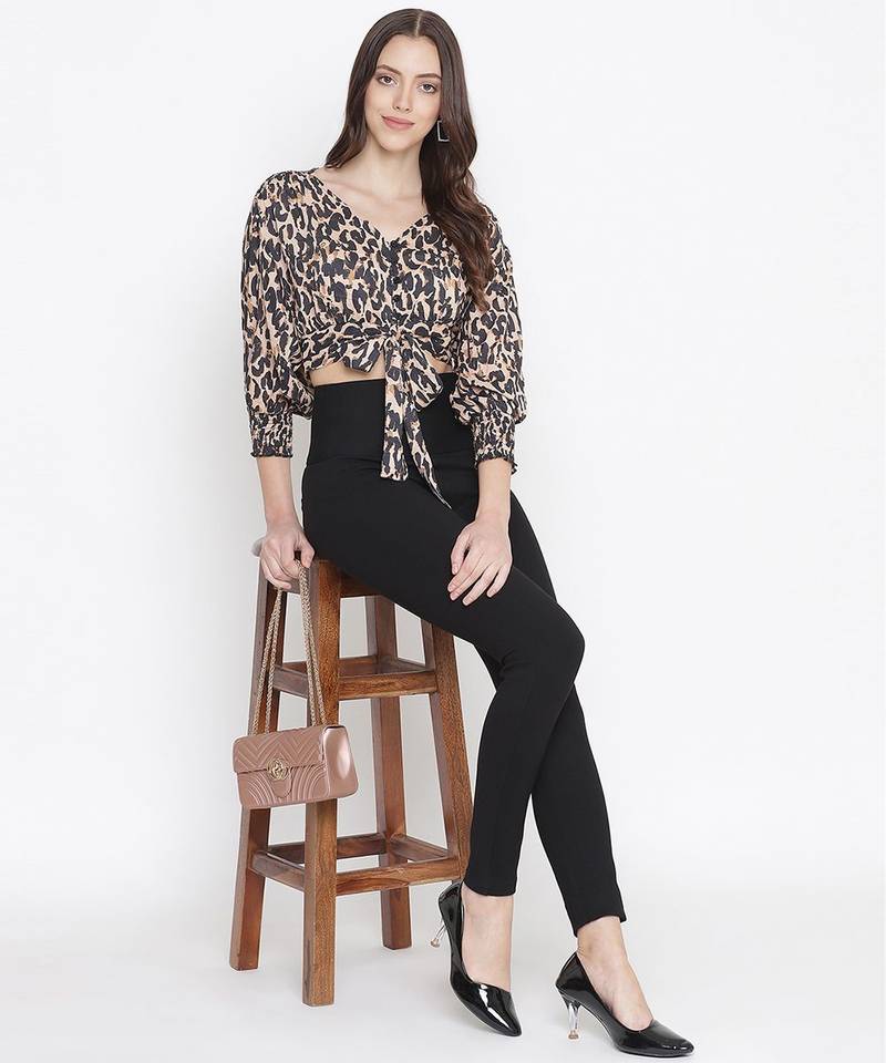 Scandal animal print tie-knot women top