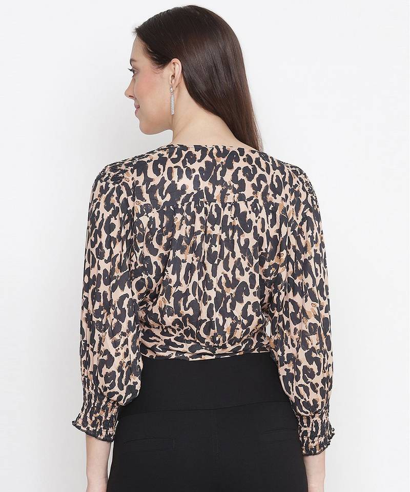 Scandal animal print tie-knot women top