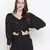 Aroma solid black tie - knot women top