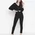 Aroma solid black tie - knot women top