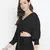 Aroma solid black tie - knot women top