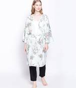Green floral Tie knot Women Nighwear cover Up