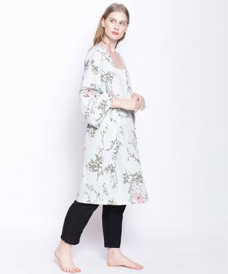 Green floral Tie knot Women Nighwear cover Up 4